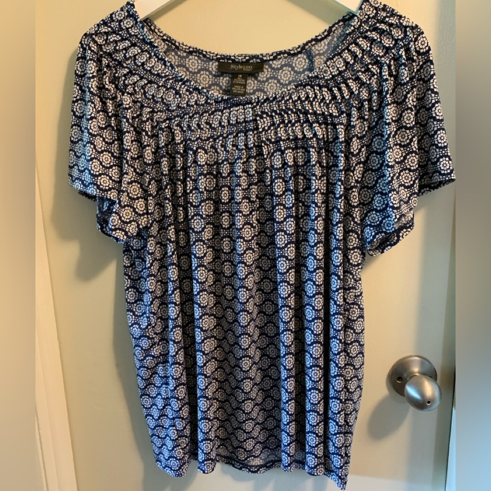 Style & Co. Blue Patterned Women's Top, 1X
